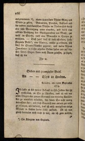 166-171, Sieben und zwanzigster Brief