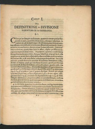 Caput I. De Definitione & Divisione subditorum in Germania.