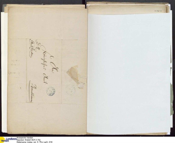 Von W. Fehsenfeld (Blender, Morsum) 1863 beantragte Wind- und Dampf-Kornmühle an der Straße zwischen Amedorf und Oiste; V.