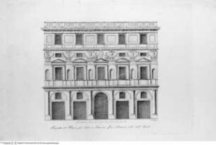 Opere architettoniche di Raffaello Sanzio, incise e dichiarate dall'Architetto Carlo Pontani. Roma, 1845Fassade des Palazzo des Monsignore Branconi - Opere architettoniche di Raffaello Sanzio, Rom 1845