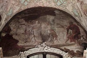 Die Kaiserin Eudoxia übergibt Papst Sixtus III. in Rom eine der Ketten des heiligen Petrus aus dem Kerker in Jerusalem