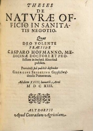 Theses de naturae officio in sanitatis negotio