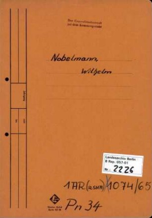 Personenheft Wilhelm Nobelmann (*27.10.1897), Kriminalsekretär