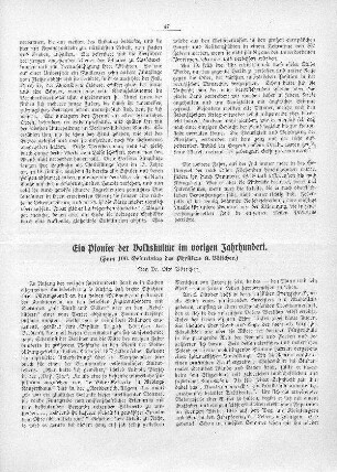 Ein Pionier der Volkskultur im vorigen Jahrhundert