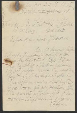 Brief an B. Schott's Söhne : 23.08.1927