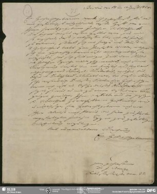 Eigenh. Brief von Johannes Schulze an August Wilhelm von Schlegel, Berlin, 18.08.1828