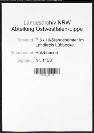 Sterberegister Standesamt Holzhausen
