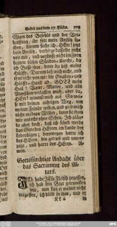 Gottsfürchtige Andacht über das Sacrament des Altars.