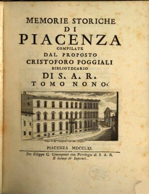Memorie Storiche Di Piacenza. 9
