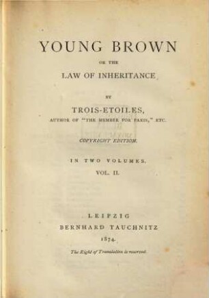 Young Brown or the law of inheritance : in 2 vol., 2