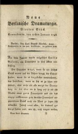 Viertes Stück. Sonnabends, den 27sten Januar 1798