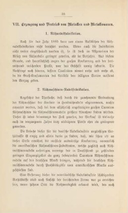 VII. Fabrikation und Vertrieb von Metallen und Metallwaaren.
