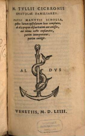M. Tullii Ciceronis Epistolae Familiares