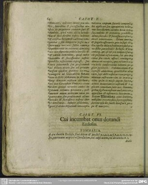 Caput VI. Cui incumbat onus dotandi Ecclesias
