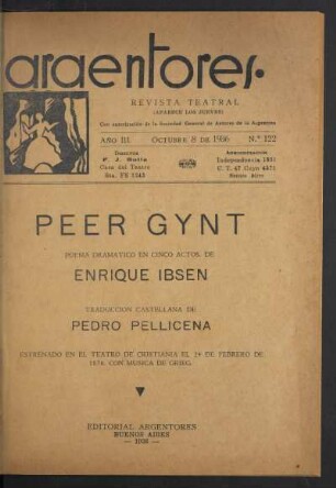 1936012200: Peer Gynt : poema dramático en cinco actos