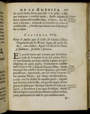 Capitulo VIII. Parte el Author para el Cabo de Gracias à Dios [...]