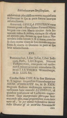 XVI. Pentateuchus, Liber Josuae, Liber Judicum, Ruth, Libri Regum ...