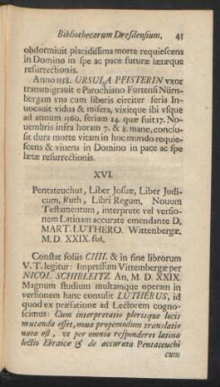 XVI. Pentateuchus, Liber Josuae, Liber Judicum, Ruth, Libri Regum ...