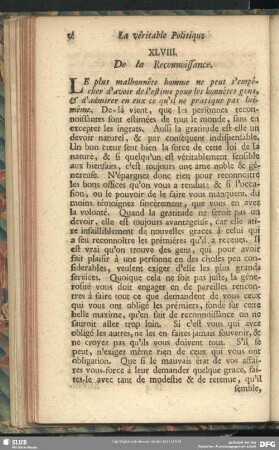 XLVIII. De la Reconnoissance