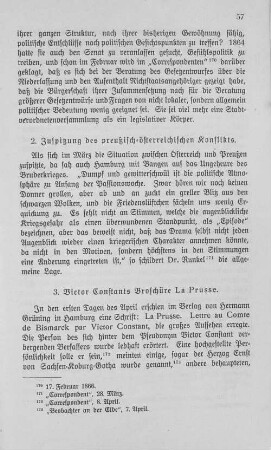 2. Zuspitzung des preußisch-österreichischen Konflikts.