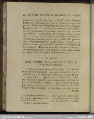 § XXIII. Leges Officium Erga Advocatos Feudales Conservare Monent