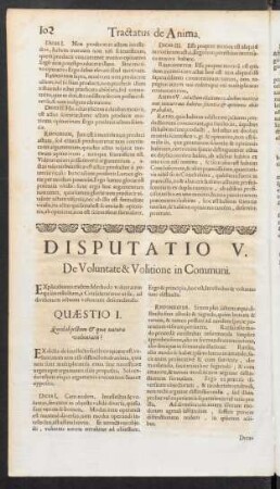 Disputatio V. De Voluntate & Volitione in Communi