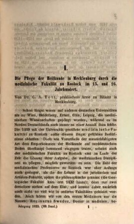 Adolph Henke's Zeitschrift für die Staatsarzneikunde. 69 = Jg. 35. 1855