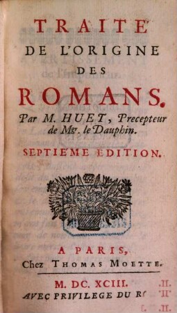 Traité philosophique de l'origine des Romans