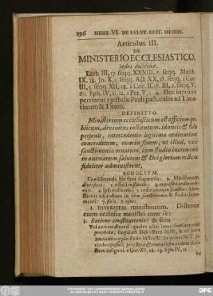 Articulus III. De Ministerio Ecclesiastico.