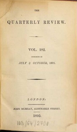 The quarterly review. 182 = No. 363 - 364. 1895
