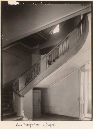 Wohnhaus Am Zeughaus 1, Berlin-Mitte: Innenansicht Treppenhaus (aus: Julius Kohte, Alt-Berlin, Bauwerke in Berlin und Charlottenburg, aufgenommen 1907-1914)