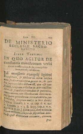 Liber Tertius. In Quo Agitur De constantia ministrorum verbi divini in officio suo, & de praemiis fidelium poenisque infidelium.