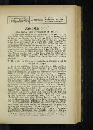 Kriegsliteratur