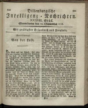 XXXVIII. Stück. Sonnabends den 22. September 1798.