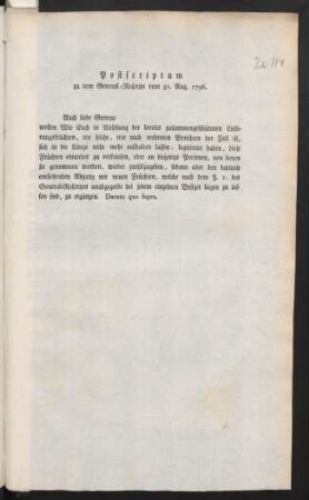 Postscriptum zu dem General-Rescript vom 31. Aug. 1796.