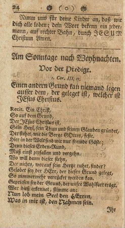 Am Sonntage nach Weyhnachten.