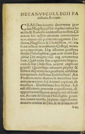 Decanus Collegii Facultatis Artium.