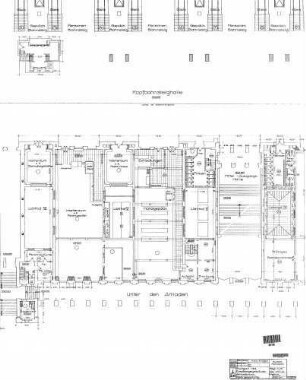 Stuttgart Hbf: EG zw.Mitteleingang-Kleine Schalterhalle Grundriss Bahnsteighöhe Arkadenbau