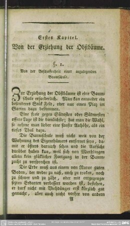 Erstes Kapitel. Von der Erziehung der Obstbäume