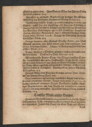 Teutsche Musicalische Bücher.
