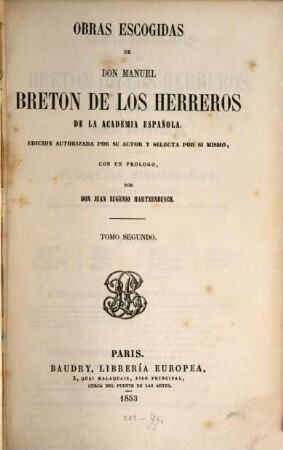 Obras escogidas de Don Manuel Breton de los Herreros de la academia española, 2