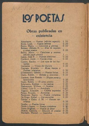 Obras publicadas en existencia