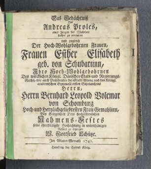 Das Gedächtniß Des Andreas Proles, eines Zeugen der Wahrheit suchte zu erneuren (...)