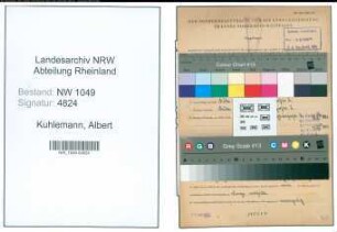 Entnazifizierung Albert Kuhlemann , geb. 17.12.1913 (Polizist)