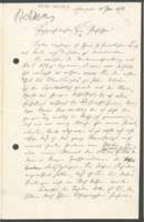 Brief von Wilhelm Julius Behrens an Unbekannt
