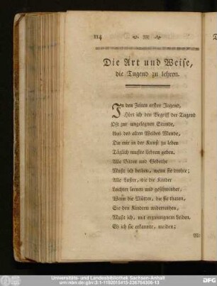 Die Art und Weise, die Tugend zu lehren.