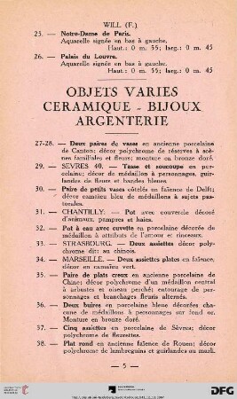 Objets Varies Ceramique - Bijoux Argenterie (Nr. 27-60)