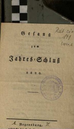 Gesang zum Jahres-Schluß 1820