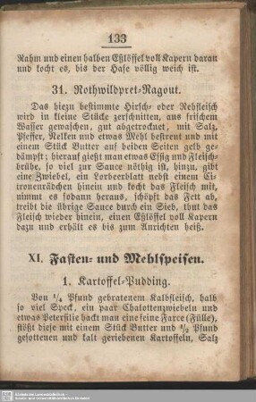XI. Fasten- und Mehlspeisen