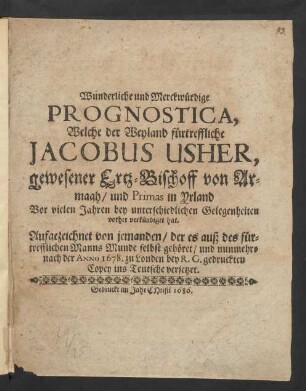 Wunderliche und Merckwürdige Prognostica